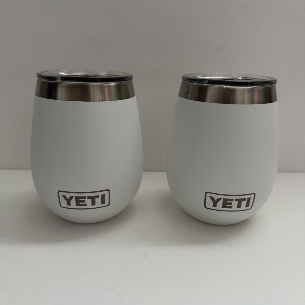 YETI White Stainless Steel Wine Tumblers - Company Branded